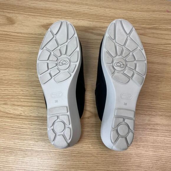 Cloud Footwear Sandal Womens EU 38 US 7.5 Black Leather Wedge Velvet - Picture 10 of 11